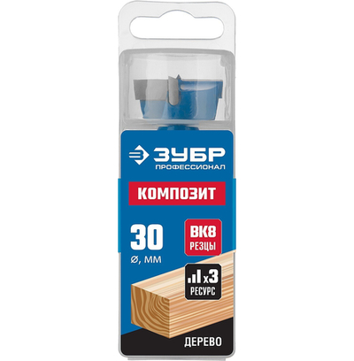 ЗУБР Композит, 30 x 90 мм, твердосплавные резцы, композитное cверло форстнера, Профессионал (29945-30)