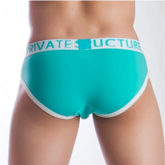 Мужские трусы слипы светло-зеленые Private Structure NOS Spectrum Aqua Blue Brief PST0051