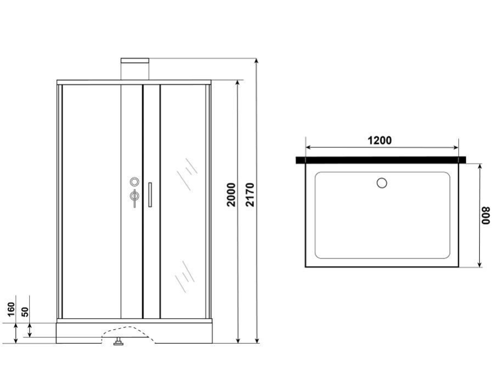 Душевая кабина Grossman Elegans GR252Q (120х80х217) дверь раздвижная,6 мест