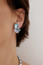 Клипсы Crezus, с кристаллами, CZ24-24E7 (голубой)