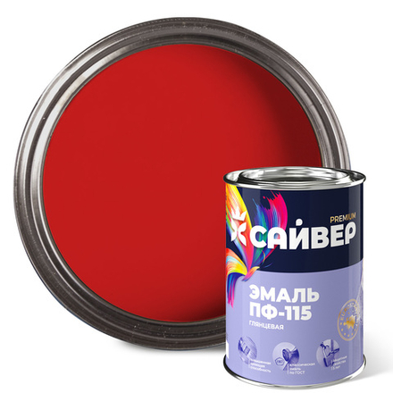 САЙВЕР  Эмаль ПФ-115 Красная 0,8кг ГОСТ 6465-76
