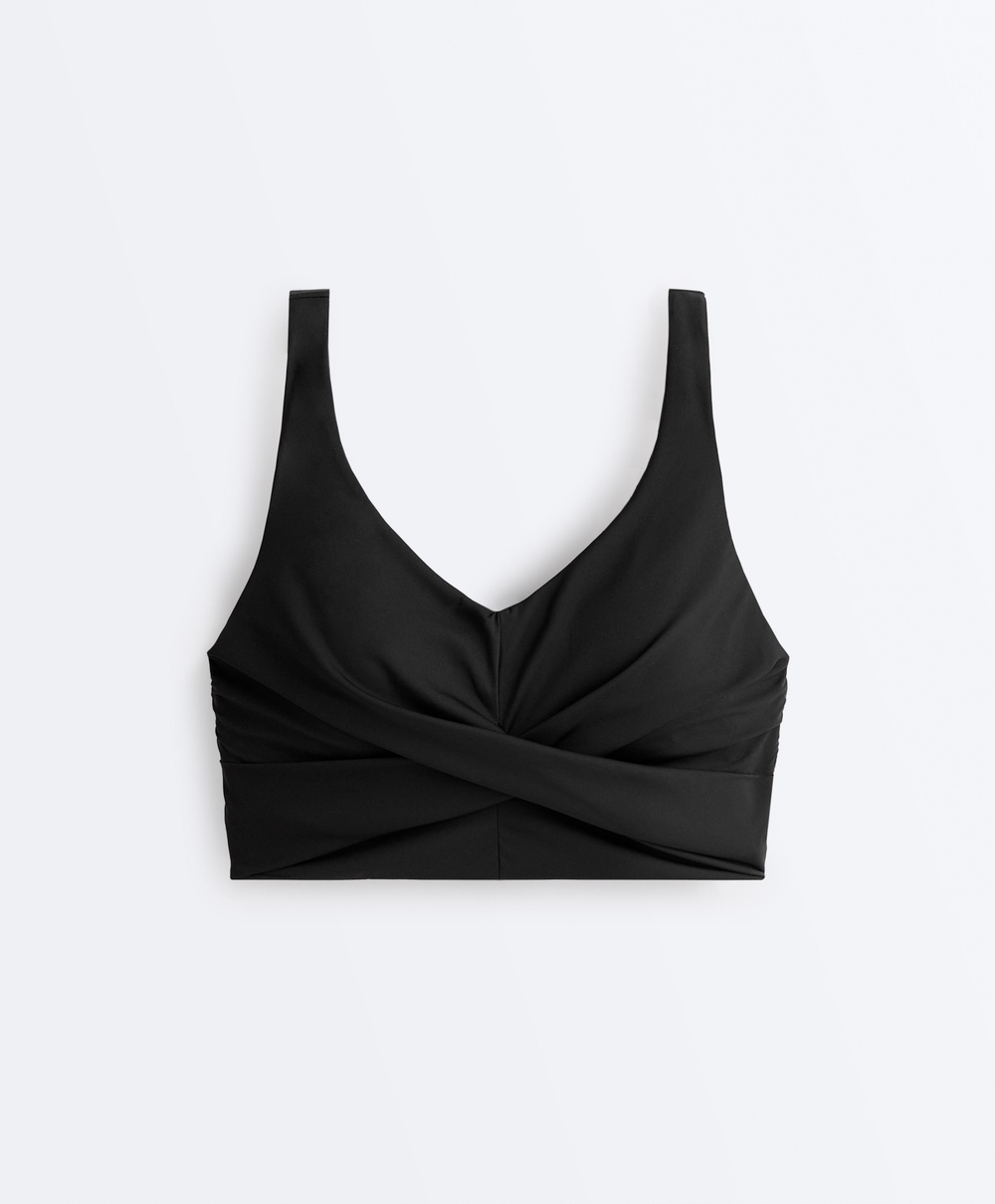 Oysho Топ Light Touch с перекрестной спинкой, черный