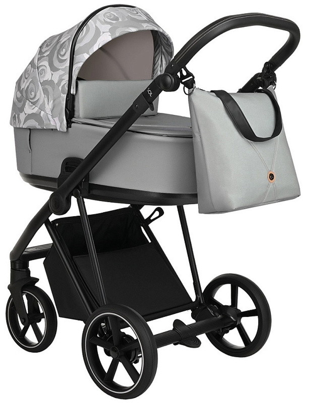 Детская коляска Roan Sol Flowers 3 в 1 с автокреслом Tutis Elo Lux EduSky Black RSF/5002 Gray/Black