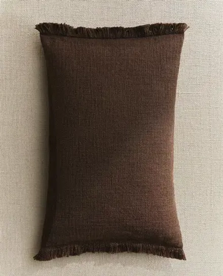 ZARA HOME НАВОЛОЧКА ДЛЯ ДЕКОРАТИВНОЙ ПОДУШКИ С БАХРОМОЙ, КОРИЧНЕВЫЙ