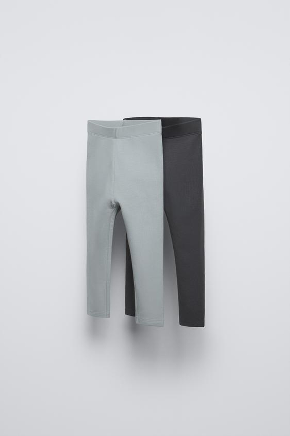 ZARA НАБОР ИЗ ДВУХ ОДНОТОННЫХ ЛЕГИНСОВ, АНТРАЦИТОВО-СЕРЫЙ