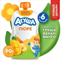 Пюре Агуша яблоко-груша-банан-манго 90г с 6 месяцев