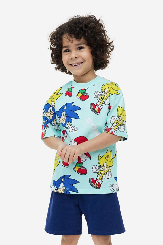 H&M Комплект для мальчика из футболки и шорт, бирюзовый
