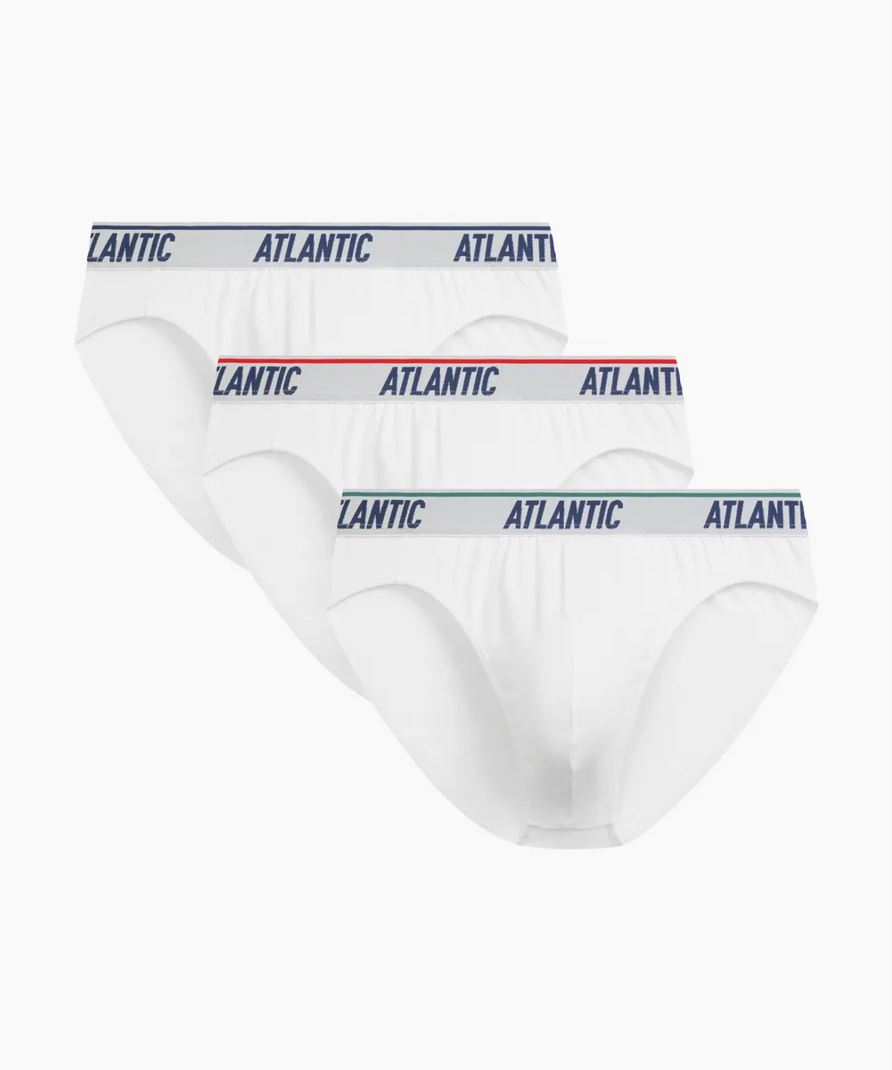 Мужские трусы слипы спорт Atlantic, набор 3 шт., хлопок, белые, 3MP-219