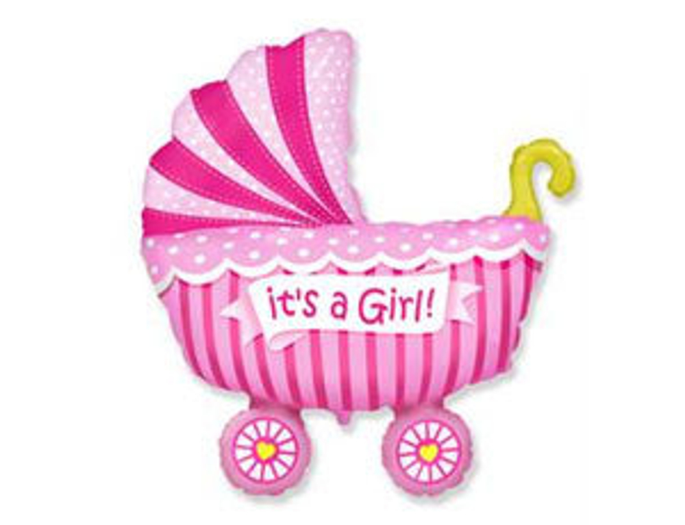 Шар фольга "Коляска розовая" 89 х 74 см