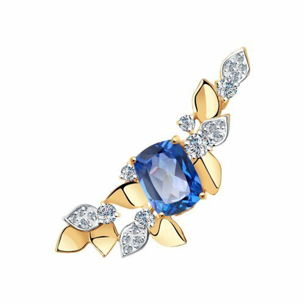 Брошь из золота с топазом Swarovski и фианитами Swarovski