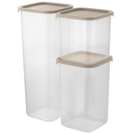 Набор банок для сыпучих продуктов 3шт (0,8л, 1,2л, 1,9л) "Vanilla", латте