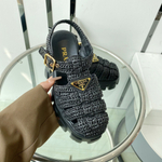 Prada Monolith Crochet Cage Sandals