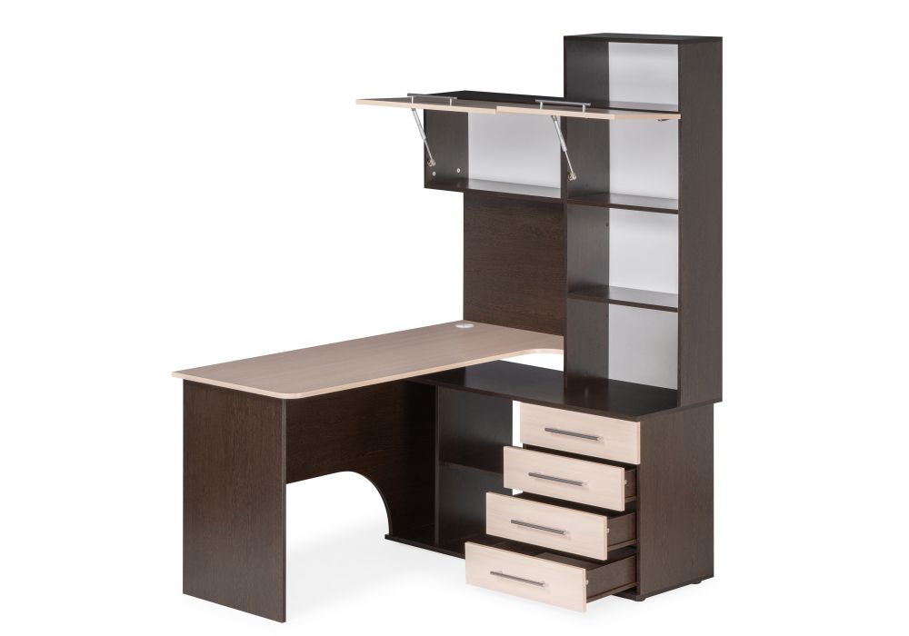 Компьютерный стол КСТ-14П 140х123,5х182,8 правый венге / беленый дуб