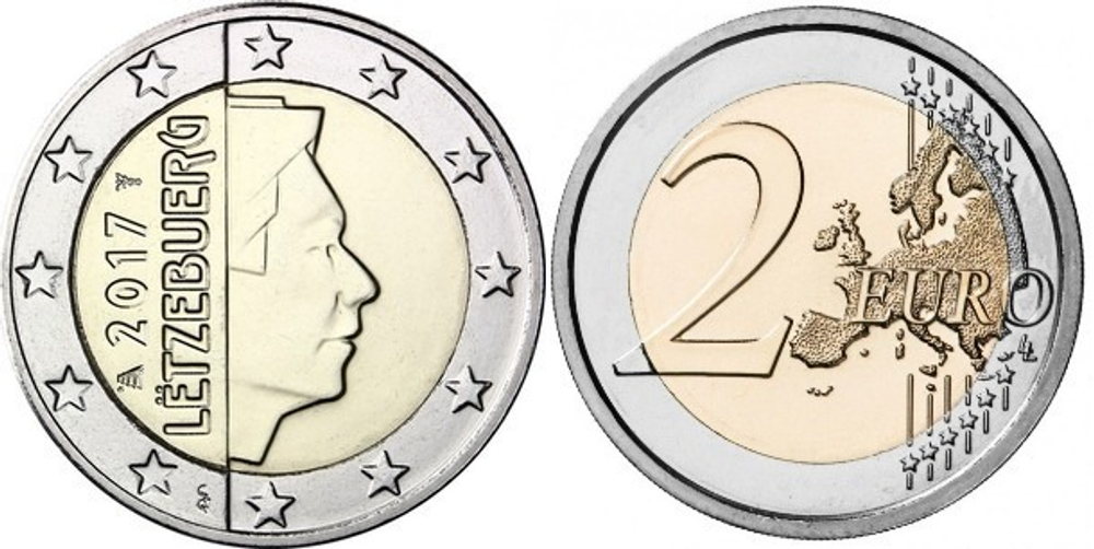 Люксембург 2 евро, 2007-2025 Герцог Анри XF