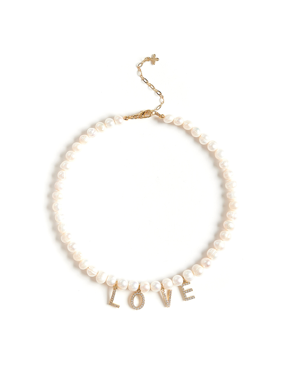 Колье с буквами "Love" из жемчуга Gold