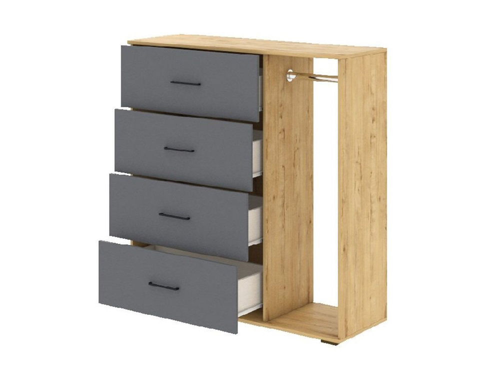 Бруно Комод со штангой Дуб Вотан / Серый графит