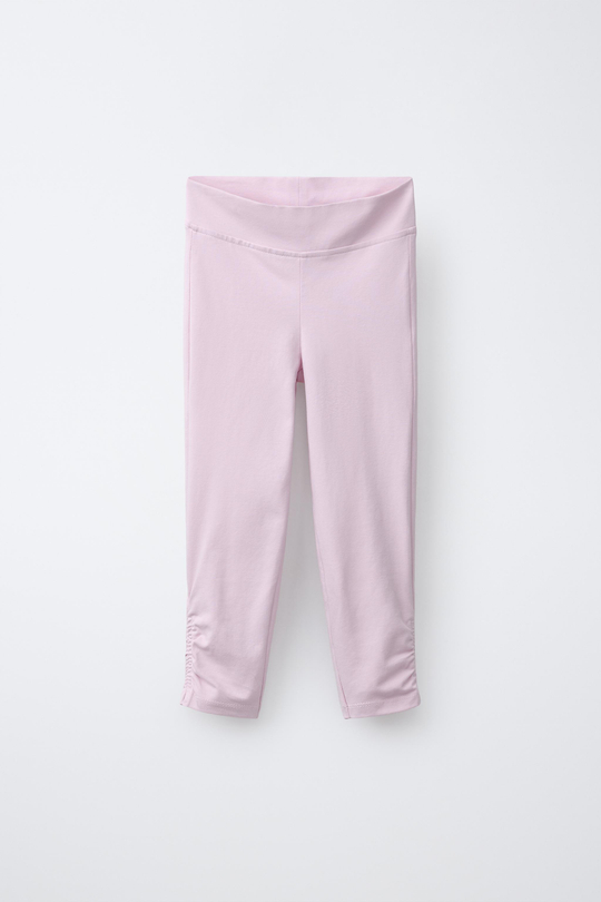 ZARA ЛЕГИНСЫ КАПРИ СО СБОРКОЙ, РОЗОВЫЙ