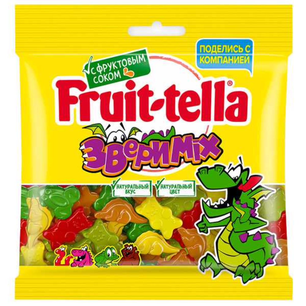 Жевательный мармелад Fruit-tella Звери Mix 70 гр