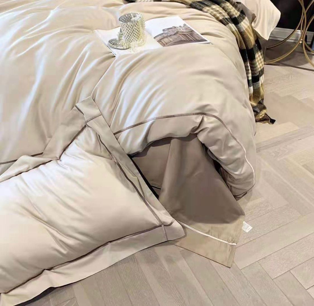 ZEPHYR HOME КПБ Двуспалка ЕВРО Египетский хлопок 100s бежевый с золотом