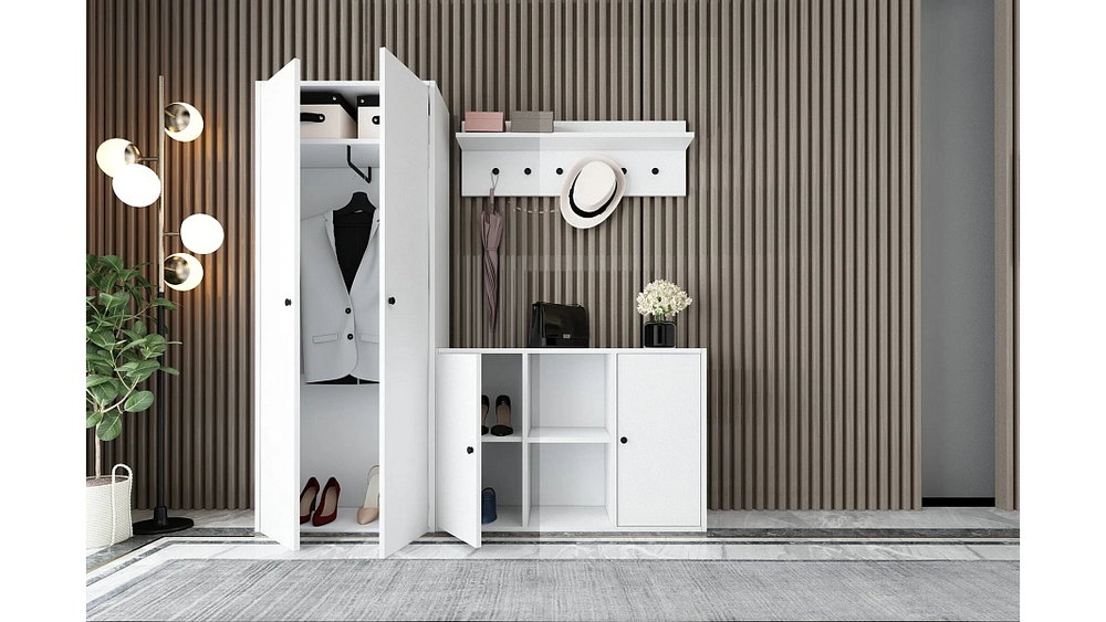 Прихожая Билли 15 Белый Фасадный 0101 163*30*161 см, Белый   Фиеста