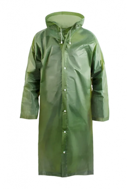 Плащ-дождевик Komfi ЭВА, 75х120 см., на кнопках, с капюшоном, зеленый, р-р 52-54