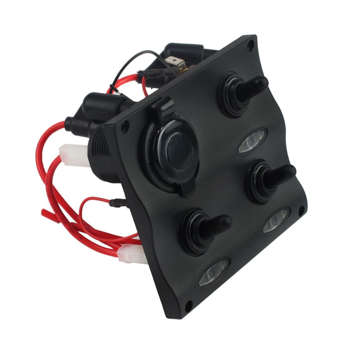 Панель бортового питания 3 переключателя, разъем прикуривателя, индикация