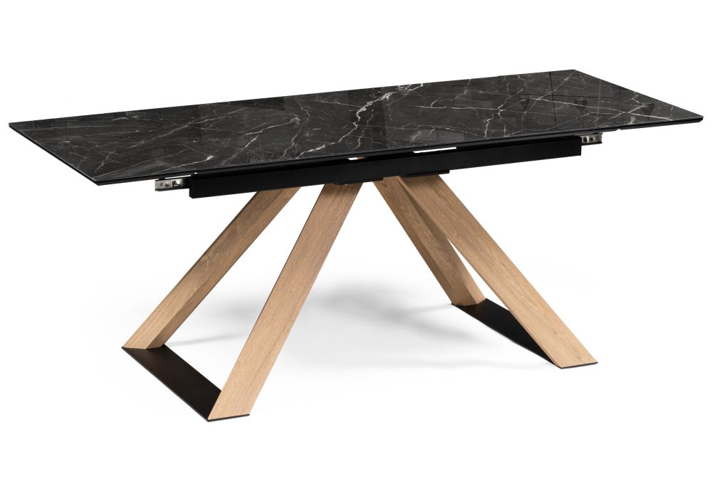 Стеклянный стол Гарднер 140х80х76 черный / дуб монтана