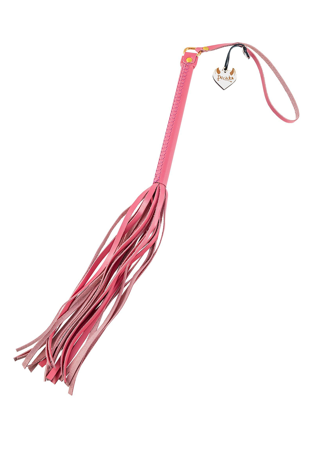 Розовая кожаная плеть - 50 см.