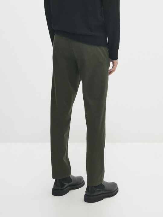 Massimo Dutti Атласные брюки чинос комфортного облегающего кроя, зеленый
