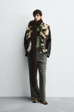 ZARA HARRY LAMBERT X DISNEY КУРТКА ИЗ ИСКУССТВЕННОЙ КОЖИ С КОНТРАСТНОЙ ОТДЕЛКОЙ, КОРИЧНЕВЫЙ