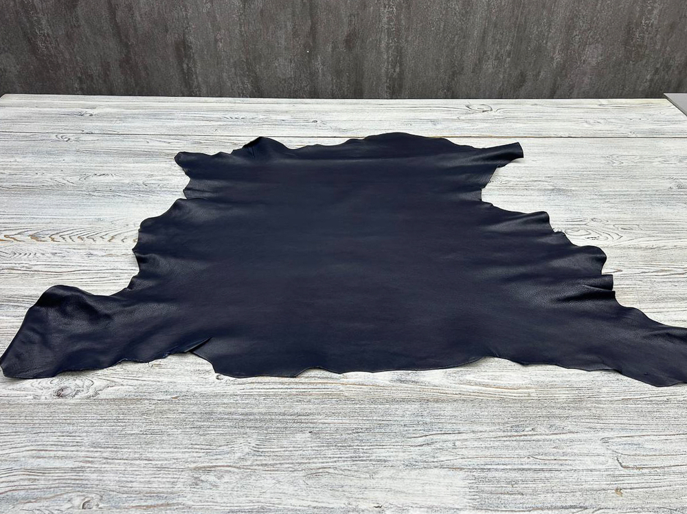 Poncho Lux Dark Notte (1,3-1,5 мм), цв. Синий, натуральная кожа козы