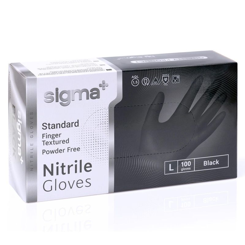 Перчатки одноразовые SIGMA нитрил Standart L черные  100 шт/уп 10 уп/кор