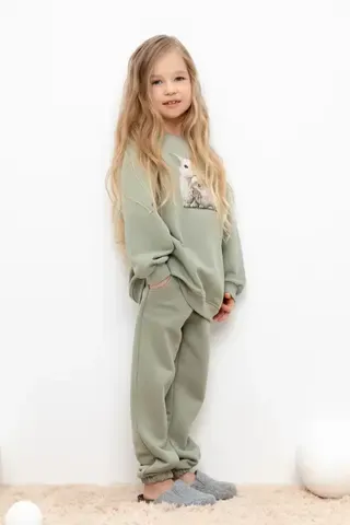 брюки  для девочки  КР 400458/оливковый хаки к437
