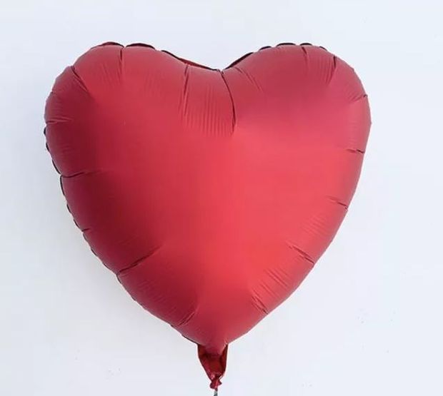 G Шар сердце 18''/46 см, Рубиновый сатин (БГ-15)