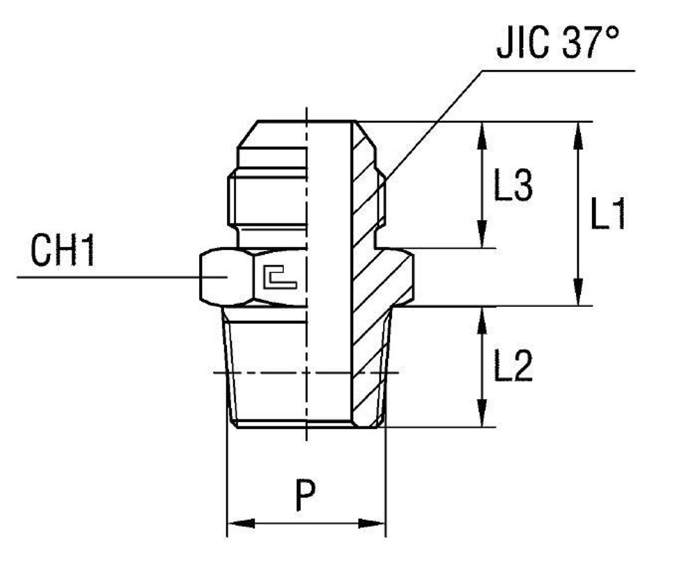 Штуцер FC JIC 1.1/16&quot; NPT1/2&quot;