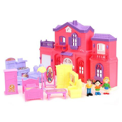 Дом для куклы с мебелью и фигурками коробка 1365