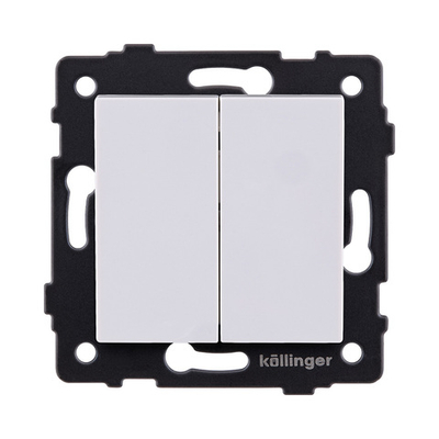 Выключатель 2-клавишный проходной 10А/250В, белый Kollinger REA-S-009WH для Aspekt, Eleganz, Reflex