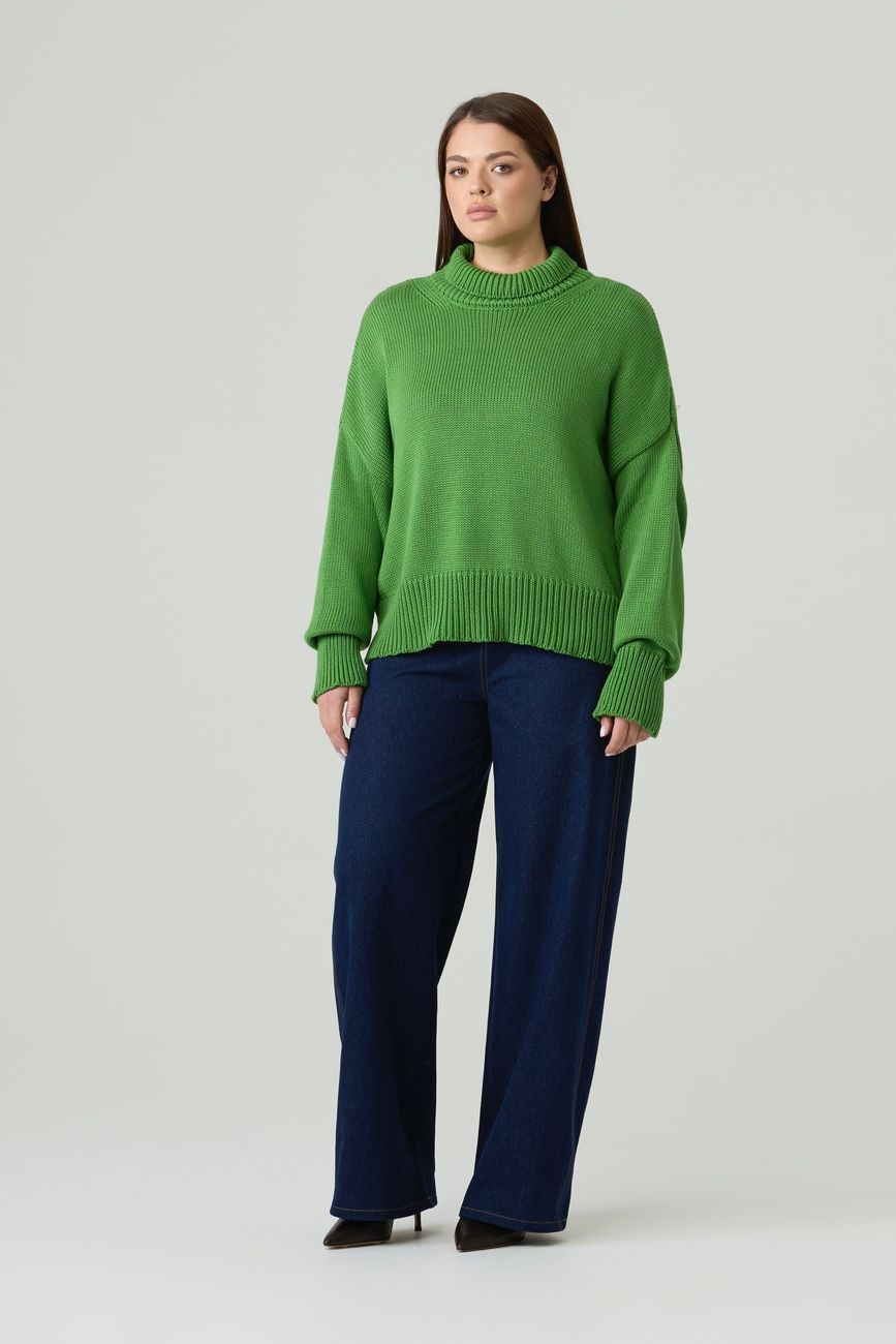 Свитер вязаный, зеленый