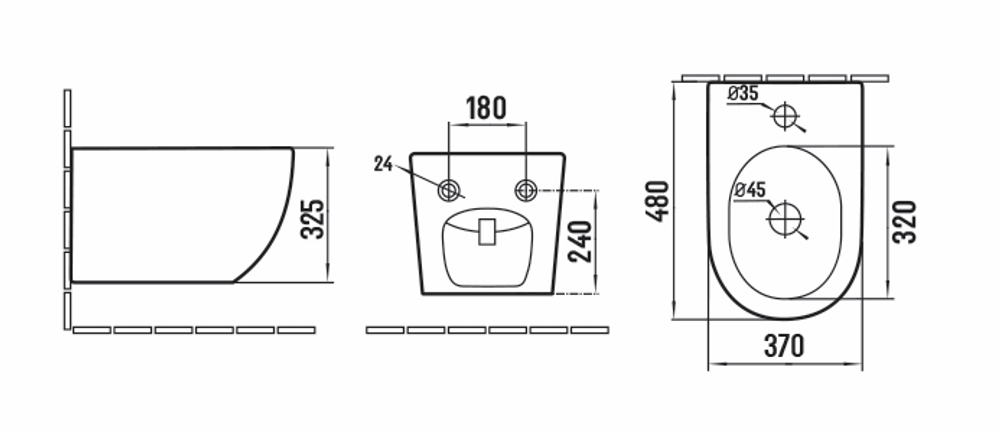 Подвесное биде Globo VB1-14S, цвет белый