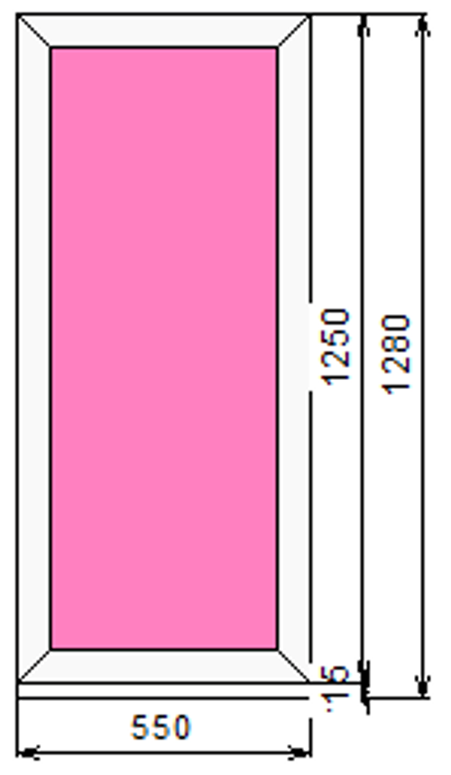 Пластиковое окно 1250 х 550 ТермА Эко с глухой створкой
