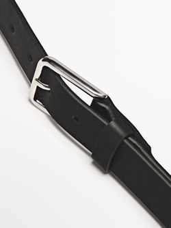 Massimo Dutti Ремень из мягкой кожи наппа, черный