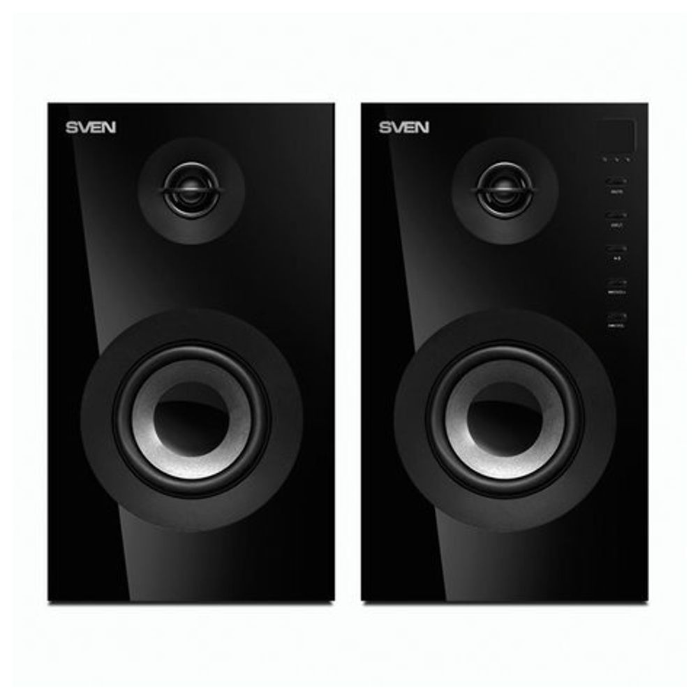 Колонки компьютерные SVEN SPS-615, 2.0, 2х10 Вт, USB, SD, Bluetooth, дерево, черные, SV-013707