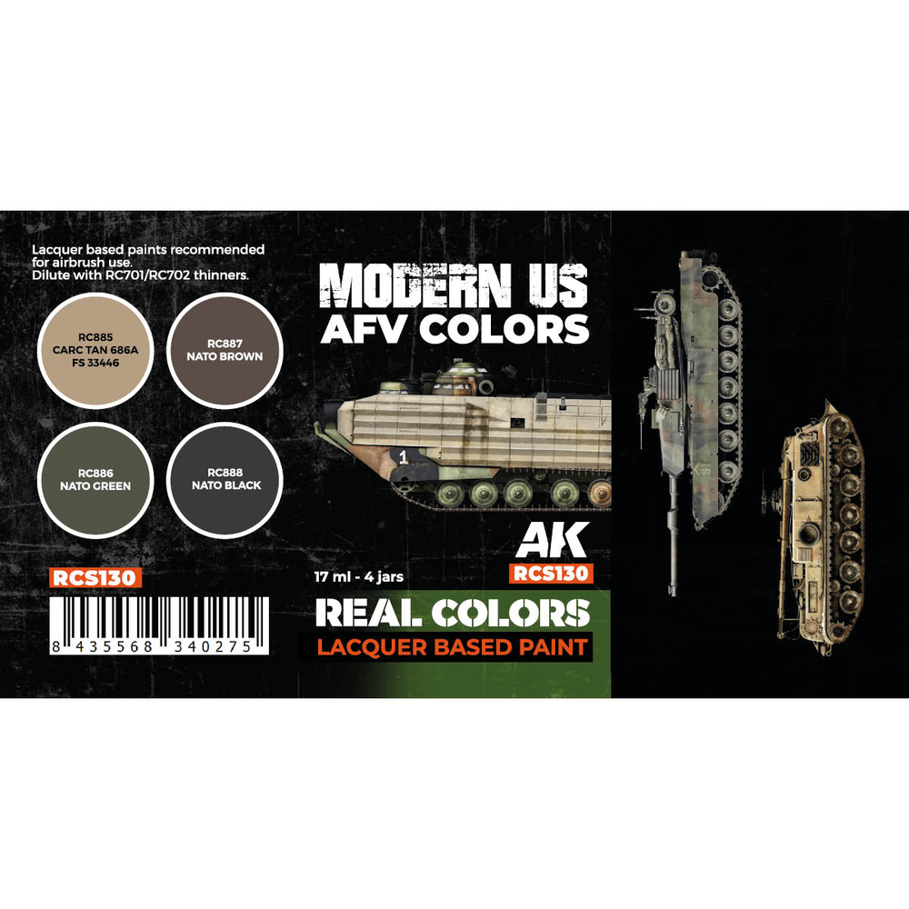 Набор красок AK Interactive Real Colors - Modern US AFV Colors