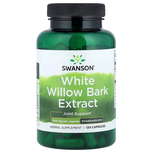 Swanson, экстракт коры белой ивы, стандартизованный, 500 мг, 120 капсул