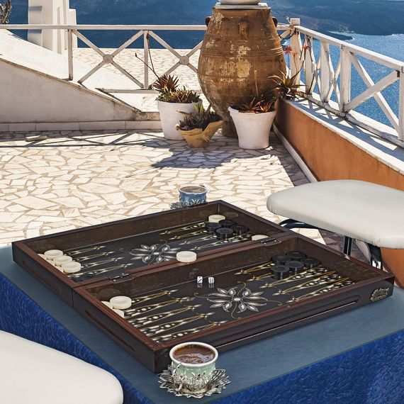 STAR ANTIQUE METALLIC ELM BACKGAMMON SET