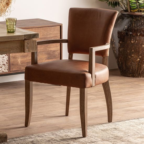 Стул TOLLA с подлокотниками натуральная кожа Испания 