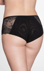 Соблазнительные трусики-бразилиана с кружевными бочками (Размер: XXL) (Цвет: черный)