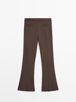 Massimo Dutti Расклешенные брюки с карманом, коричневый