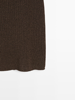 Massimo Dutti Длинная трикотажная юбка из смесовой хлопковой ткани, шоколадный