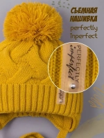 Шапка вязаная демисезонная на завязках для детей